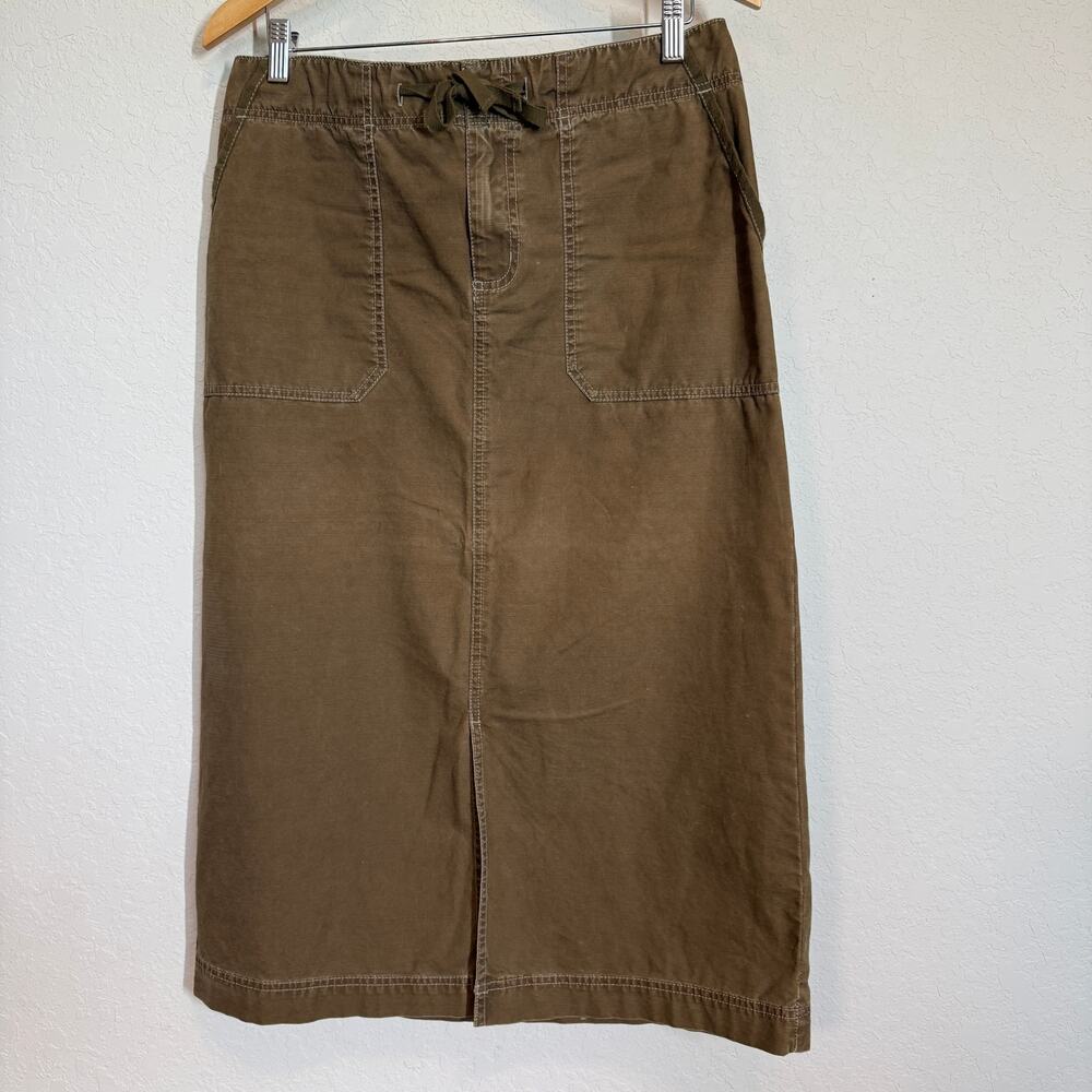 Eddie Bauer Women's Brown Cotton Tie Waist A-Line Skirt Size 10